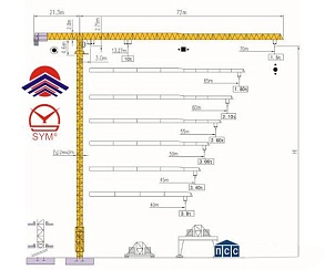 Башенный кран SYM R70/15 (QTZ 130) без оголовка стрелы